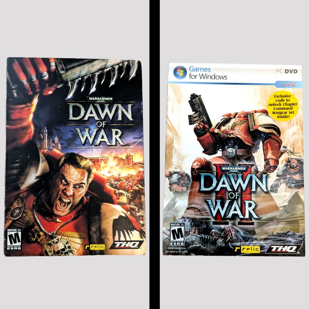 Dawn of War 1 & 2 II PC Video Game Warhammer 40K Box Lot Retro Set Collectible